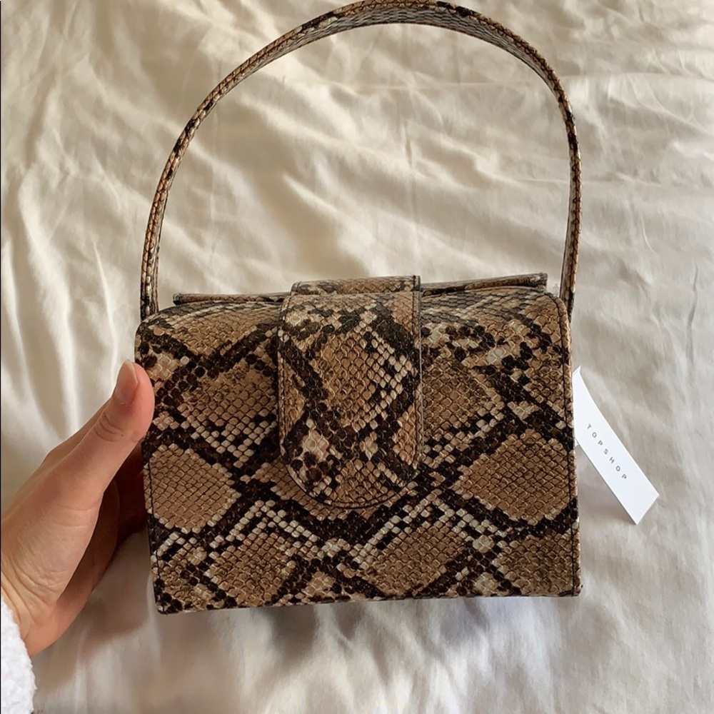 Topshop embossed faux leather snake print handbag